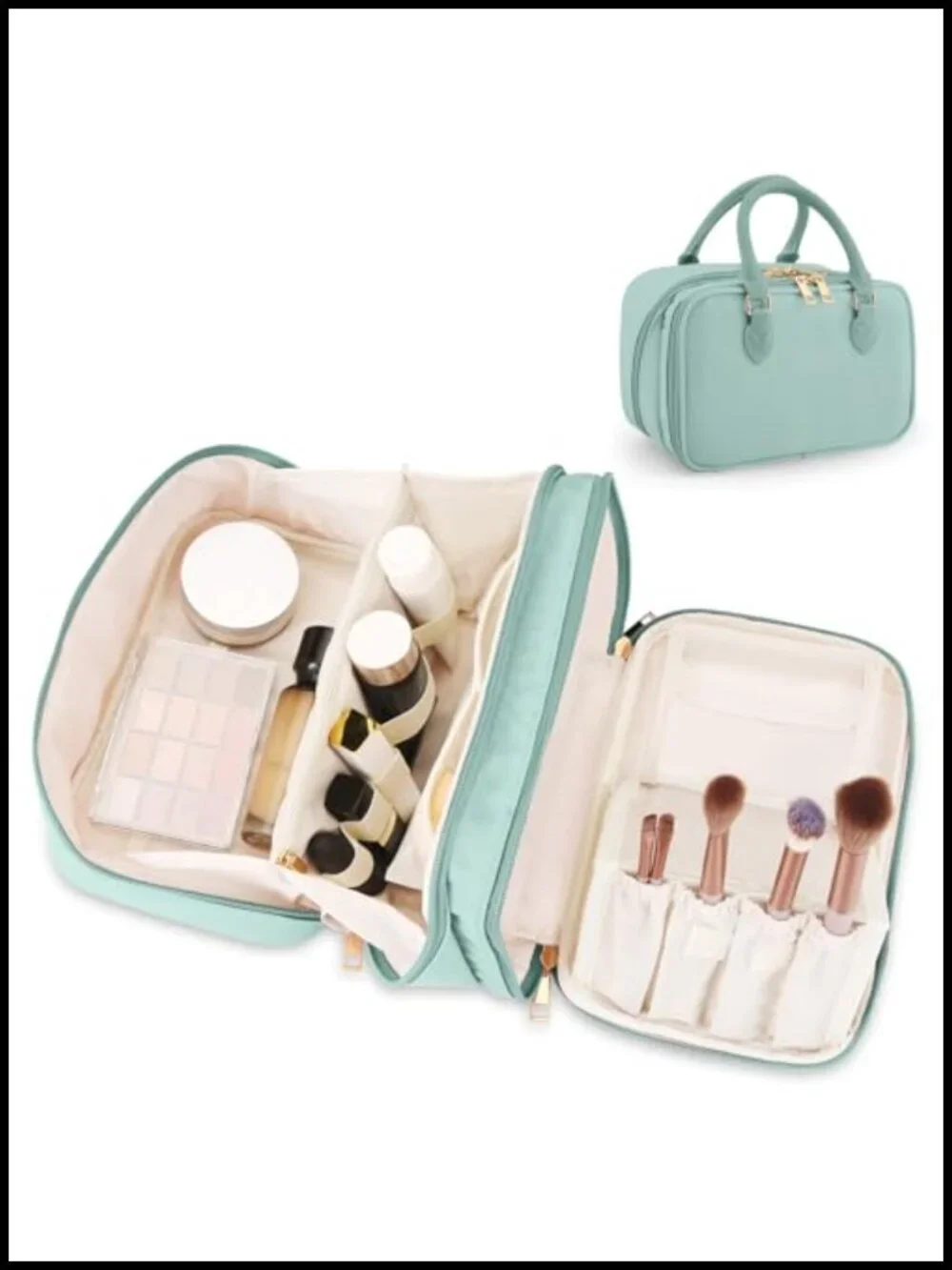 Large Capacity Cosmetic Bag Travel Makeup Organizer Nylon Waterproof Zipper